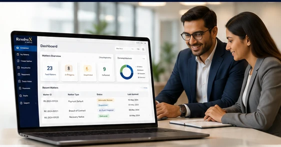 Business professionals using the ResolveX notice dashboard